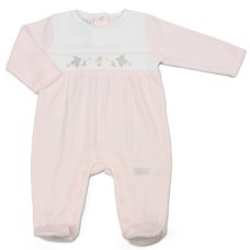 N14621: Baby Girls Smocked Velour All In One (0-9 Months)